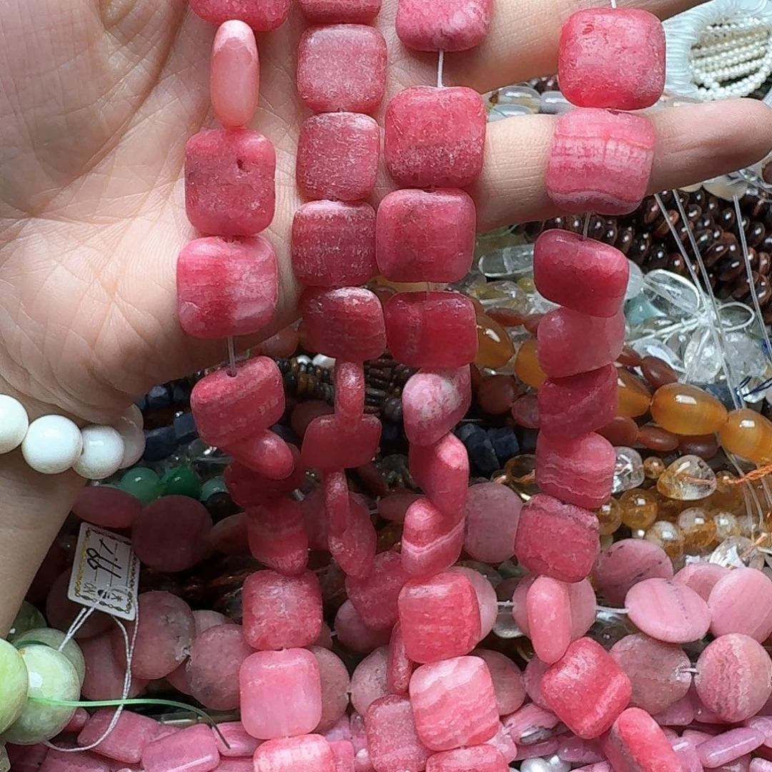 玛瑙/玉髓未镶嵌珠宝半成品一条15-18m红纹石