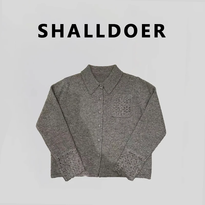 2025秋冬季新款时尚百搭宽松镂空袖口设计感针织衫女