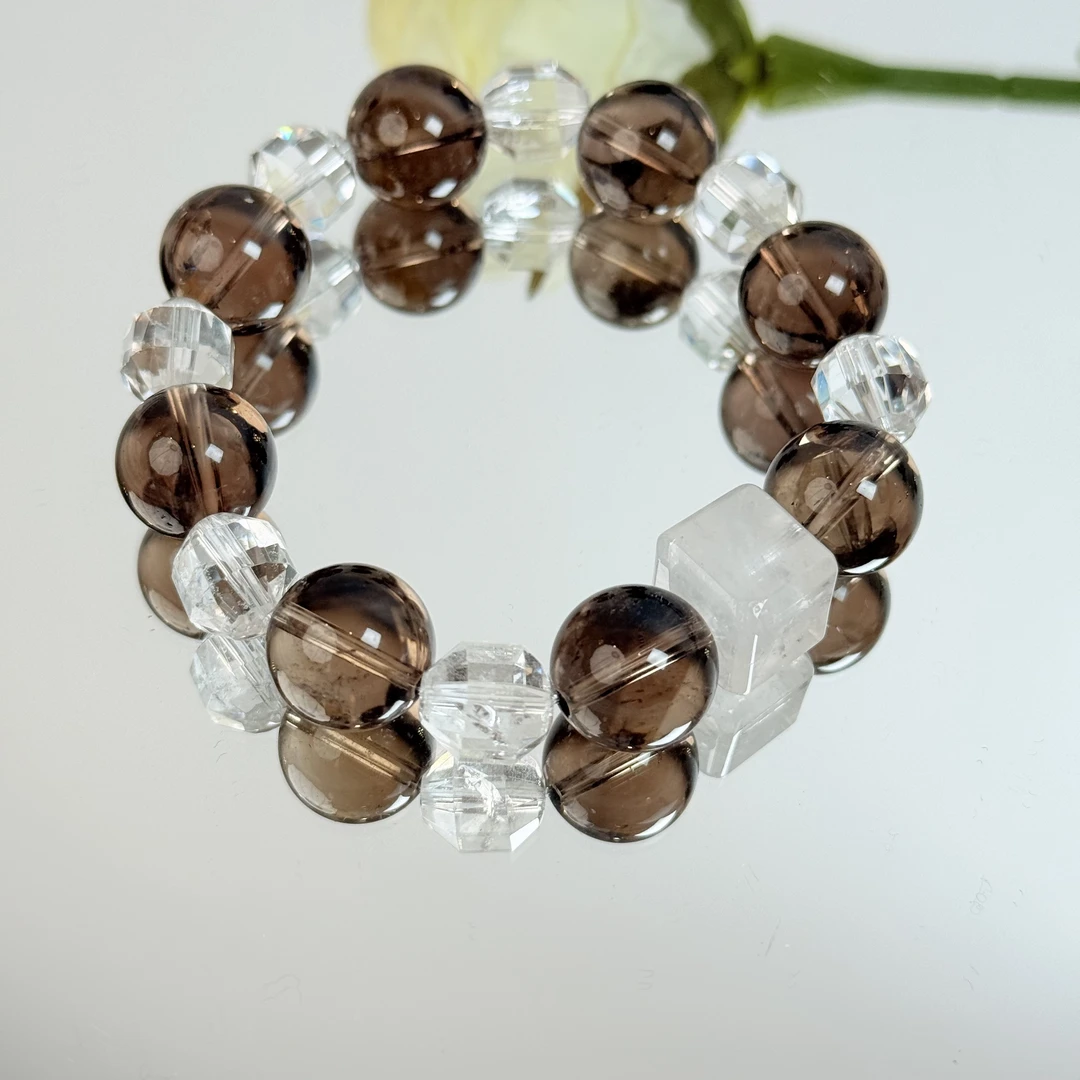 【消除负能】白水晶茶晶手串9-13mm面小仙多样性发其一Z