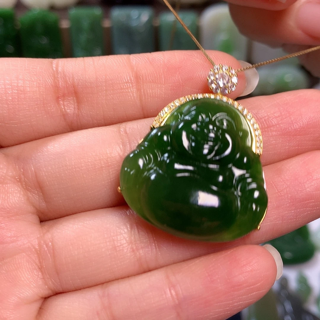 和田玉银S925镶嵌挂件