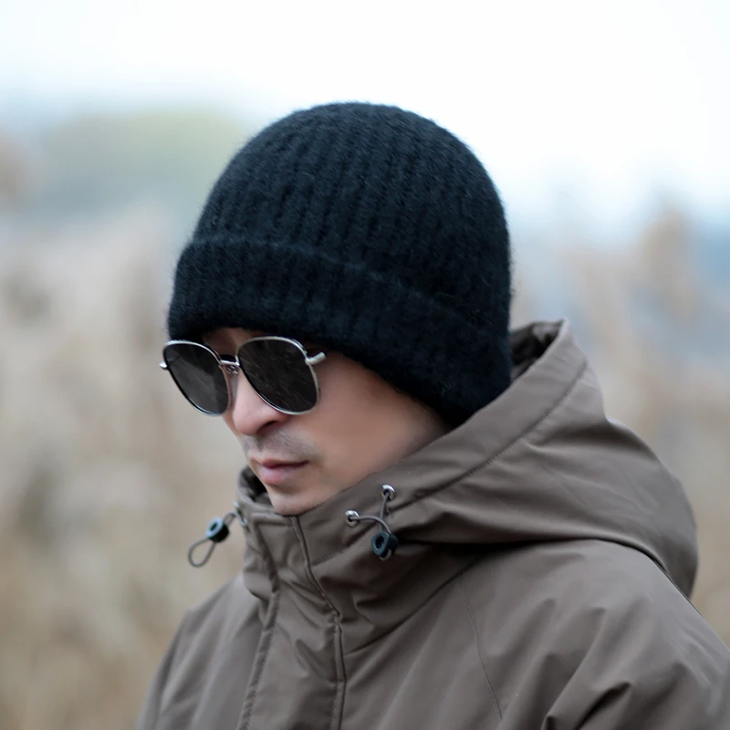 帽子男款冬季防寒保暖帽时尚新款加绒针织毛线套头帽男士堆堆帽冬
