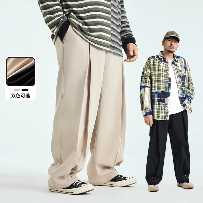 NMAX大码潮牌男装25年春季新品梭织面料长裤活褶设计休闲裤FNK002