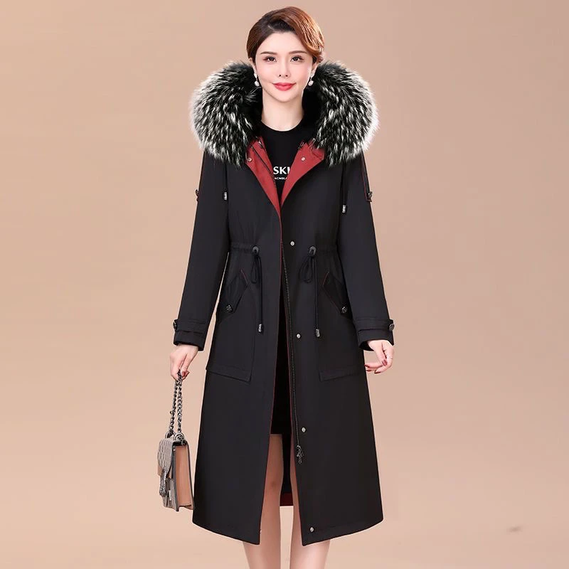 真皮草派克服女款狐狸毛领，直播间截图发货