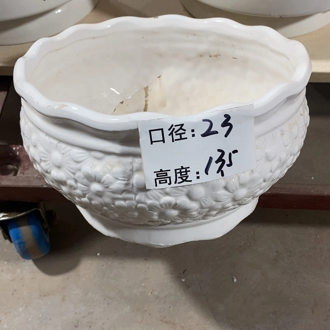【闪购商品】陶瓷嘻****、微瑕花盆-037-1个中号白