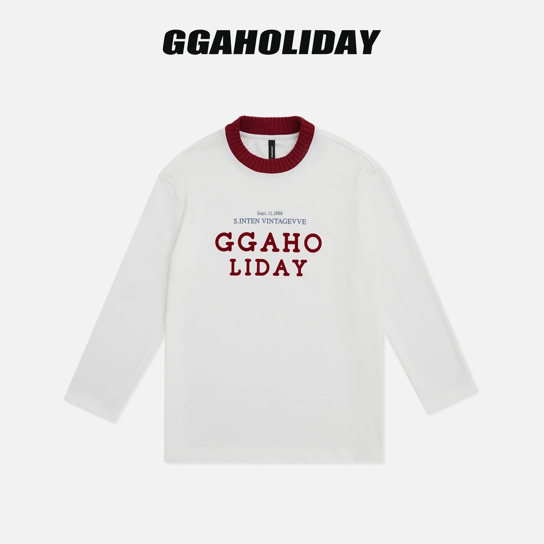 【上新】GGAHOLIDAY时尚百搭简约宽松秋季套头衫字母长袖T恤-154118
