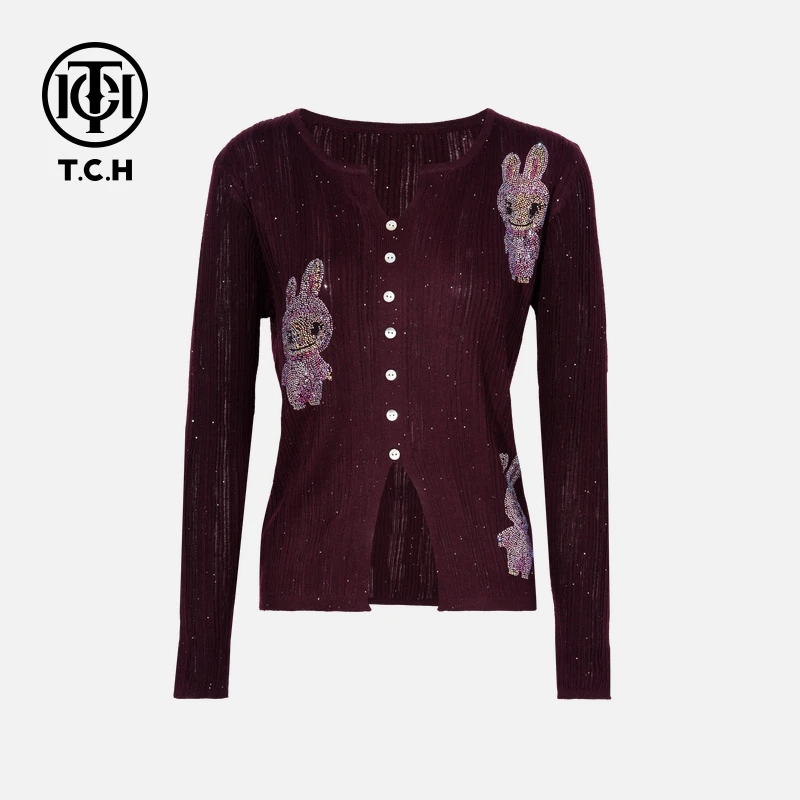 TCH私服烫钻工艺新时尚淑女百搭新潮流针织衫T75C09E5112轻奢tch