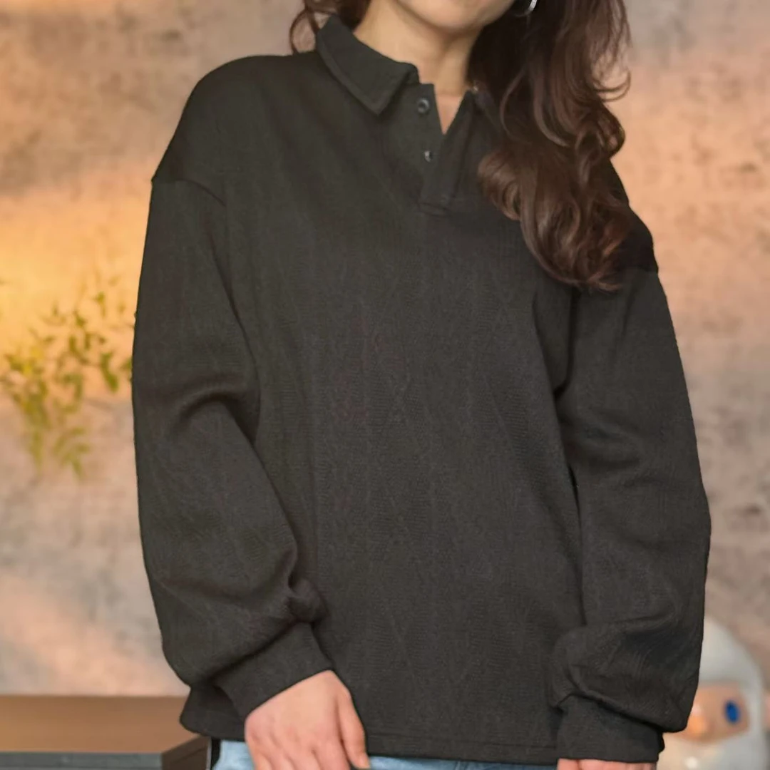 【林百万专属】秋冬新款通用休闲百搭宽松针织POLO衫W0009