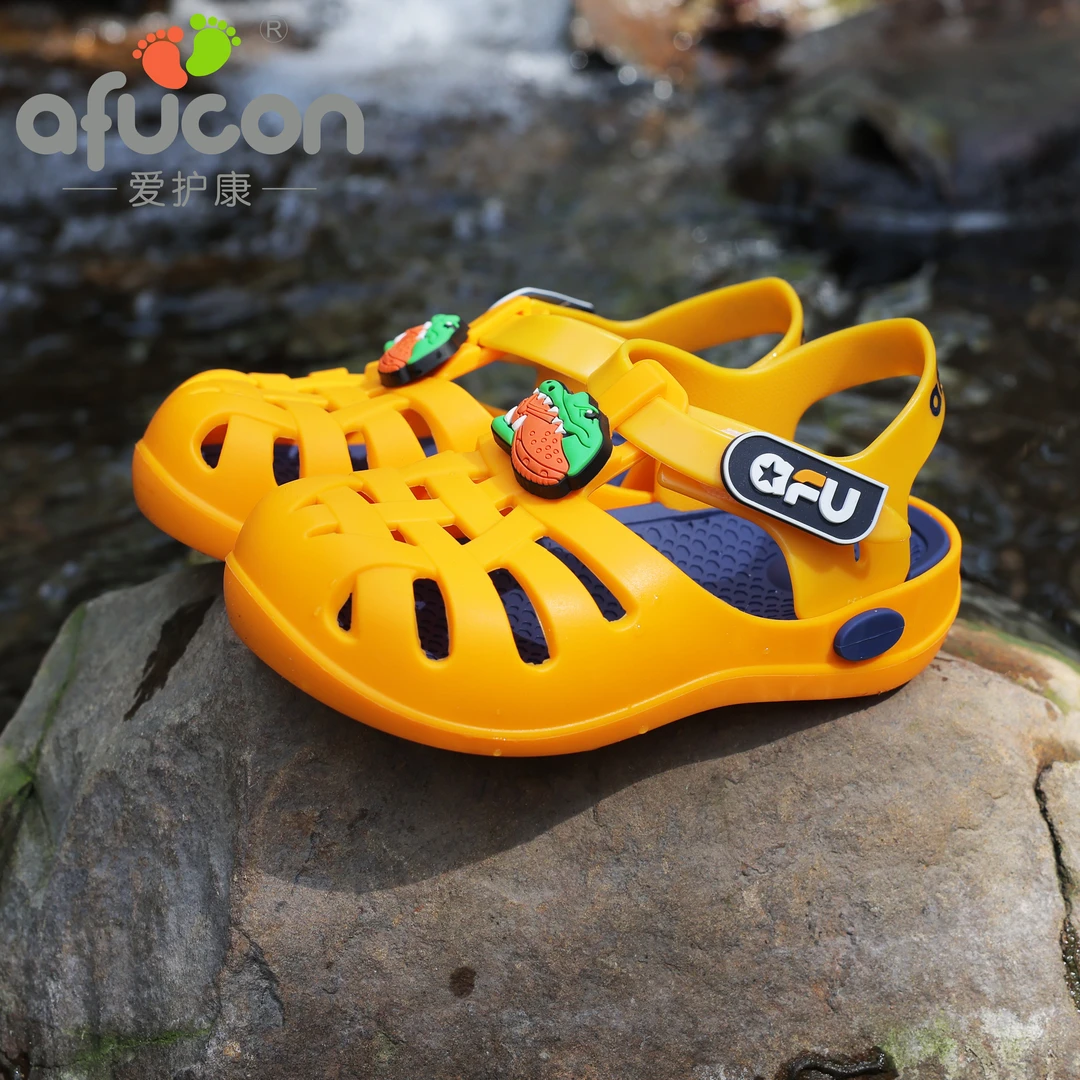爱护康afucon夏季儿童透气软底包头硅胶凉鞋男女童户外沙滩踩水
