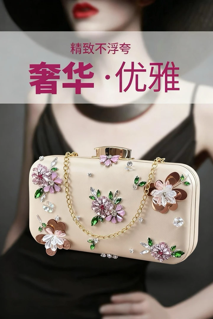 cavesha便携拉链耐磨时尚中国风手提包小方包小包包刺绣