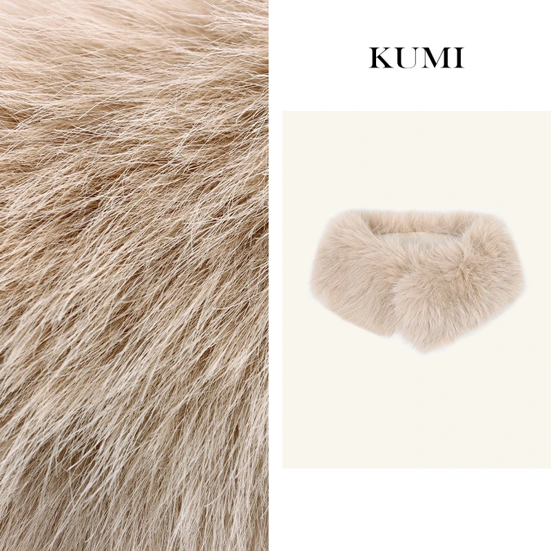 WSMY仿毛毛围巾小众毛领百搭时尚磁吸扣护颈围脖套保暖女冬