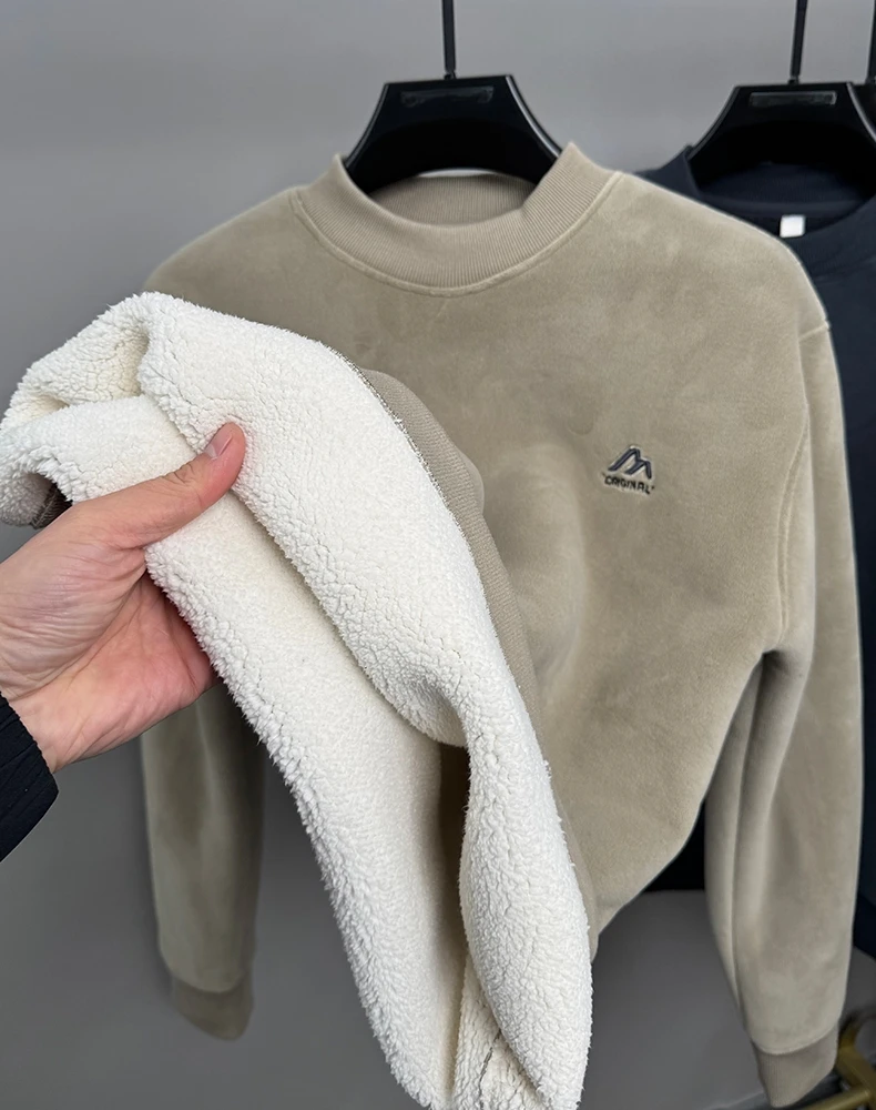 BOY NORMAN潮牌驼绒保暖圆领卫衣男士冬季加绒加厚长袖卫衣奥粒绒