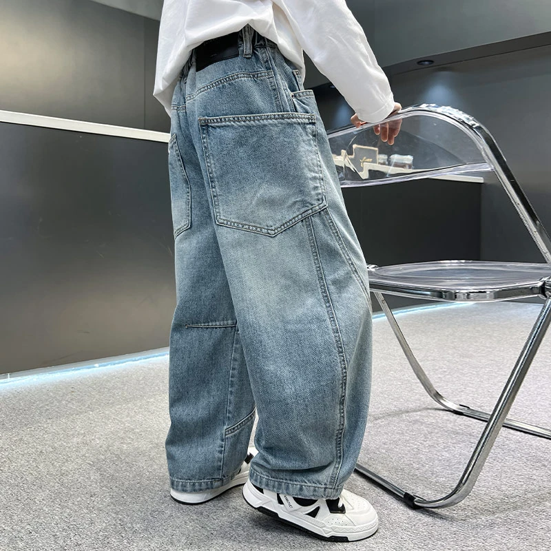 男童裤子春款2025新款大童痞帅男孩宽松长裤春秋季儿童装牛仔裤潮