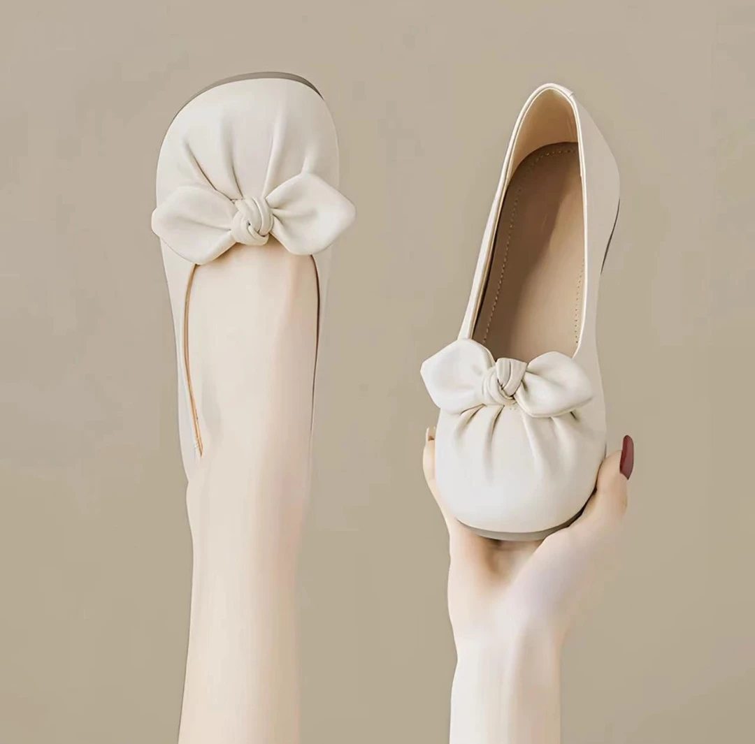 新款软底软面时尚单鞋百搭麻花蝴蝶结女鞋浅口圆头休闲舒适夏季