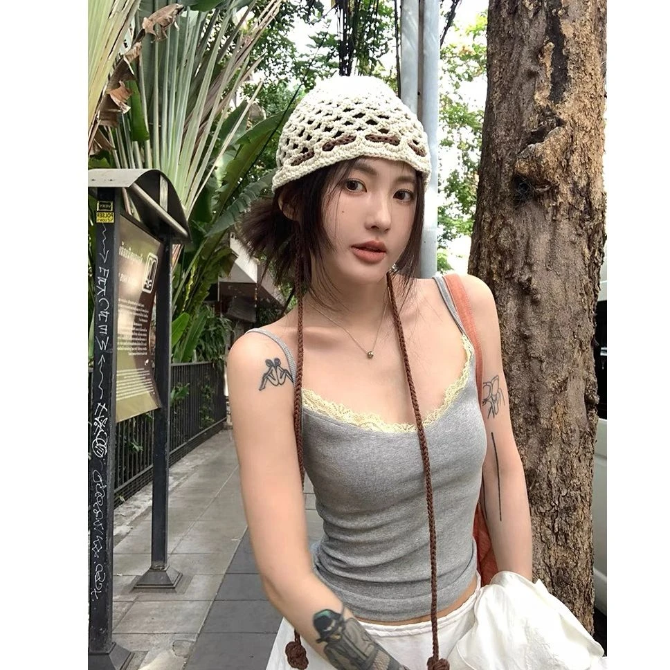 THEISSN宁司纯色假两件吊带背心女早春韩系条纹无袖上衣0548