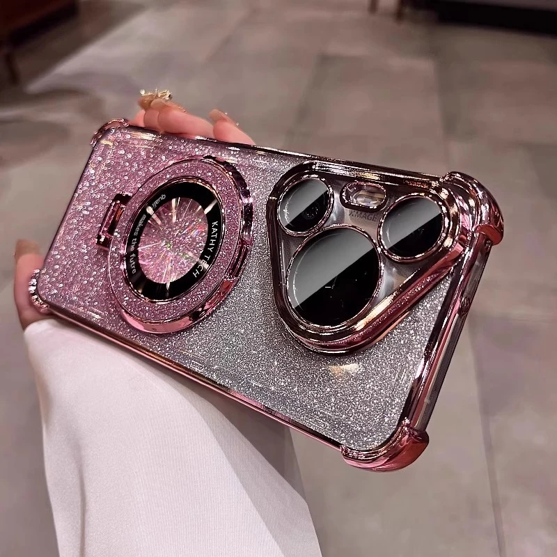 适用华为pura80pro手机壳新款散热简约mate70四角防摔闪粉保护套