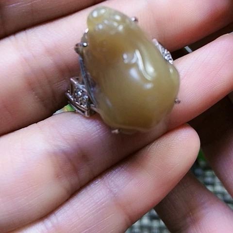 和田玉银S925镶嵌戒指