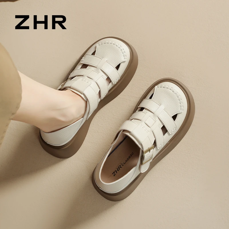 ZHR夏季罗马凉鞋2025新款包头凉拖轻便入夏穿搭复古厚底女鞋增高