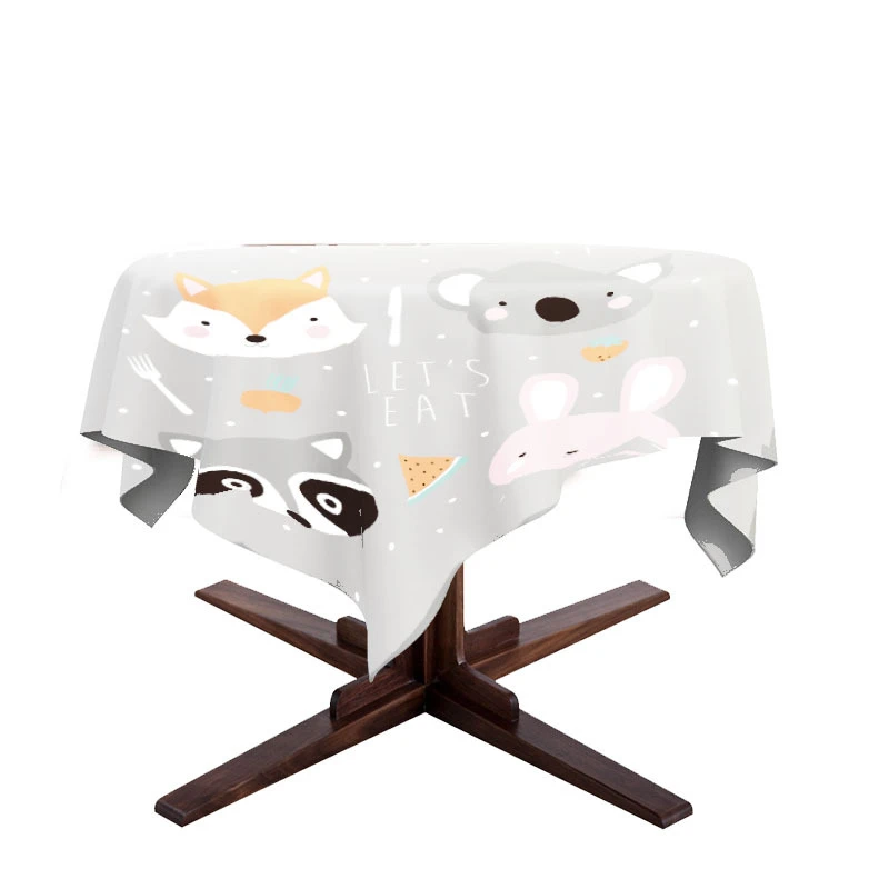 PE卡通户外野营派对儿童防水防油免洗方形餐桌布轻奢高级感台布