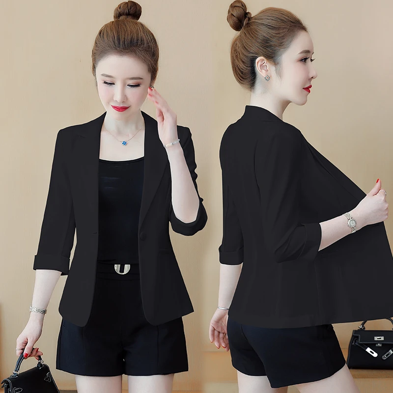 2026夏季新款白色小西装外套女士上衣修身休闲气质短款小个子西服