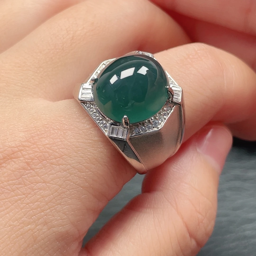 英***冰翡翠银S925镶嵌戒指没有运费险3896