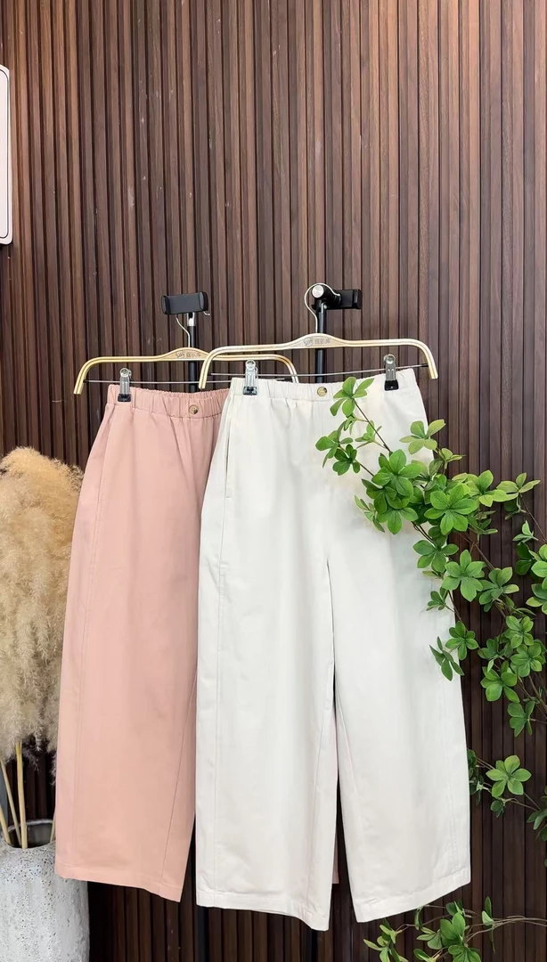 2025小个子豆腐裤纯色松紧腰休闲裤春夏新款百搭休闲百搭阔腿裤