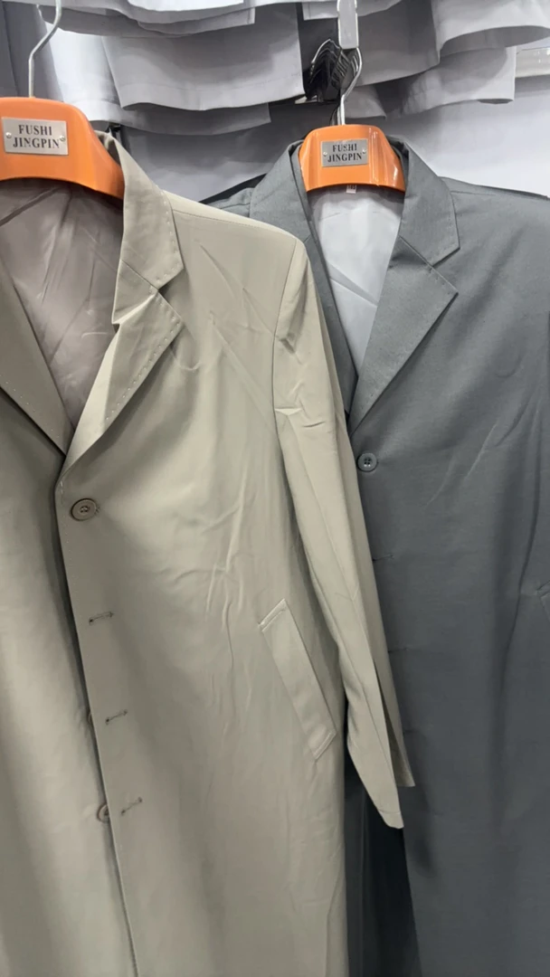 薄款长款灰色黑色西装领 纯色长款