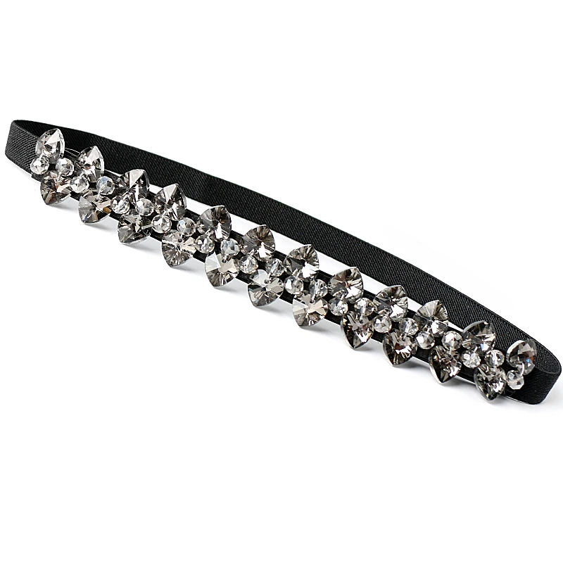 高级感水钻细腰带女装饰连衣裙时尚百搭松紧腰封毛衣腰链裙子配饰