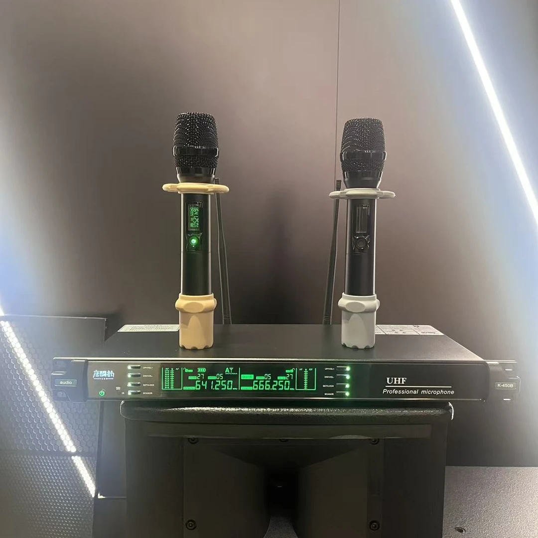 唐之韵真U段KTV无线麦克风 k-450B一拖二无线麦克风自动静音休眠