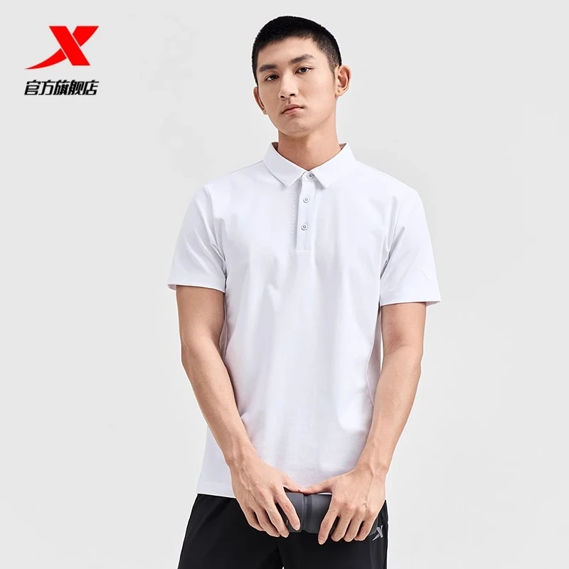 XTEP/特步短袖男时尚透气运动T恤夏季新款男子商务针织翻领POLO衫