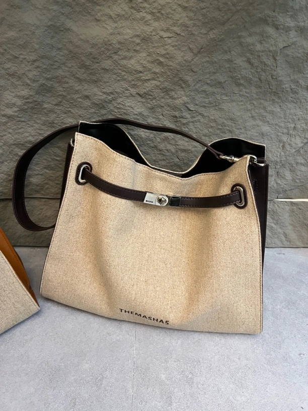 莫斯麻布大托特   正反两面可背  单肩包斜挎包大容量