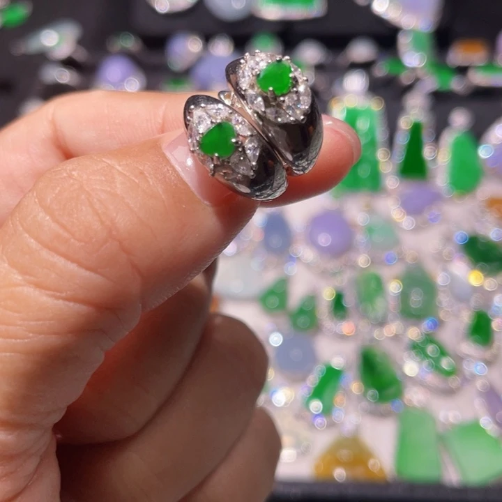 翡翠银S925镶嵌耳饰精品