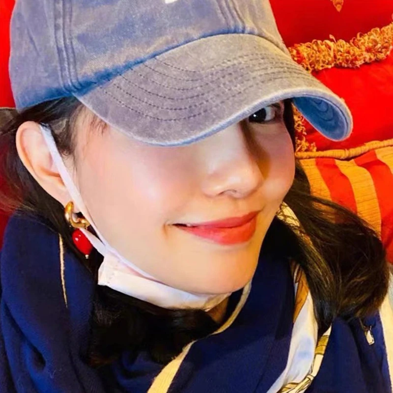 铜合金琉璃耳饰 【白百何baby同款】欧美复古小众爱心耳环红白蓝潮