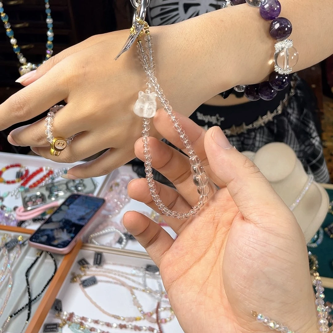 水晶手链银S925镀金镶嵌