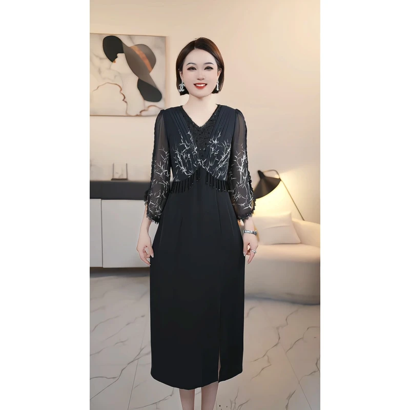 【深圳薇姐清仓】D高端大码原创遮肉显瘦连衣裙 D5008