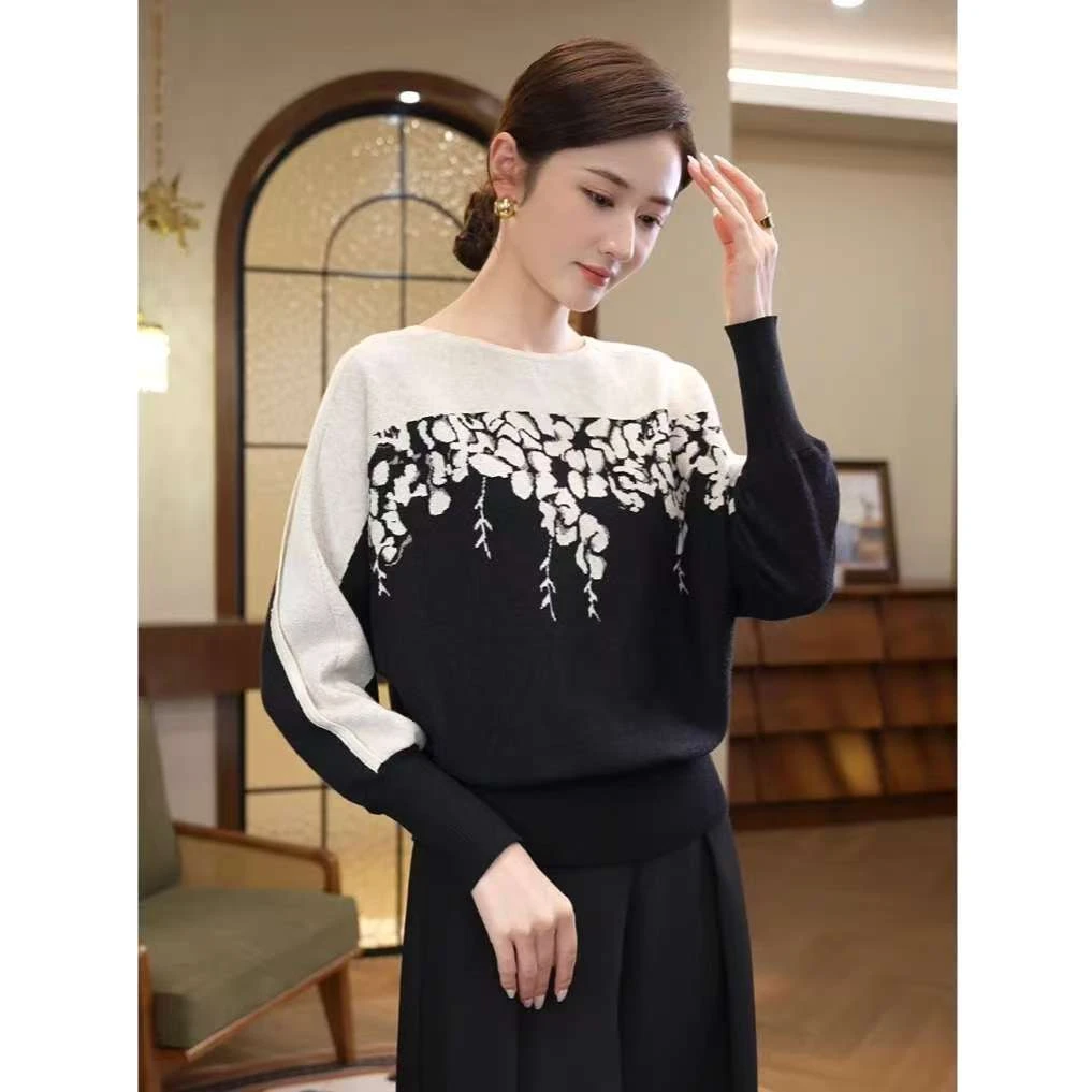 2025秋冬新款时尚圆领长袖打底针织衫百搭宽松显瘦舒适毛衣上衣女