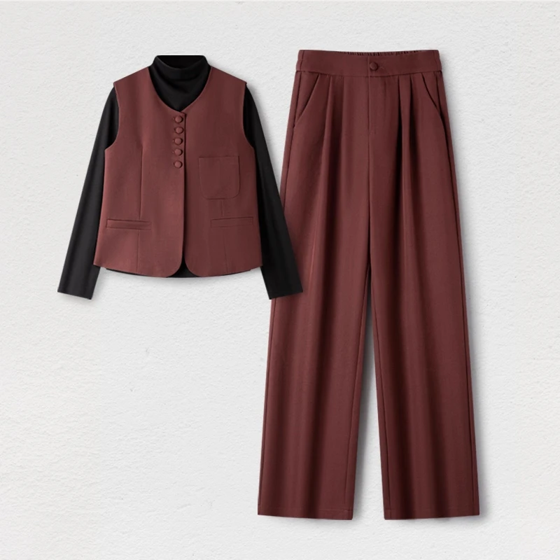 拉夏贝尔时尚套装女2025春秋新款一整套洋气减龄外套阔腿裤伞件套