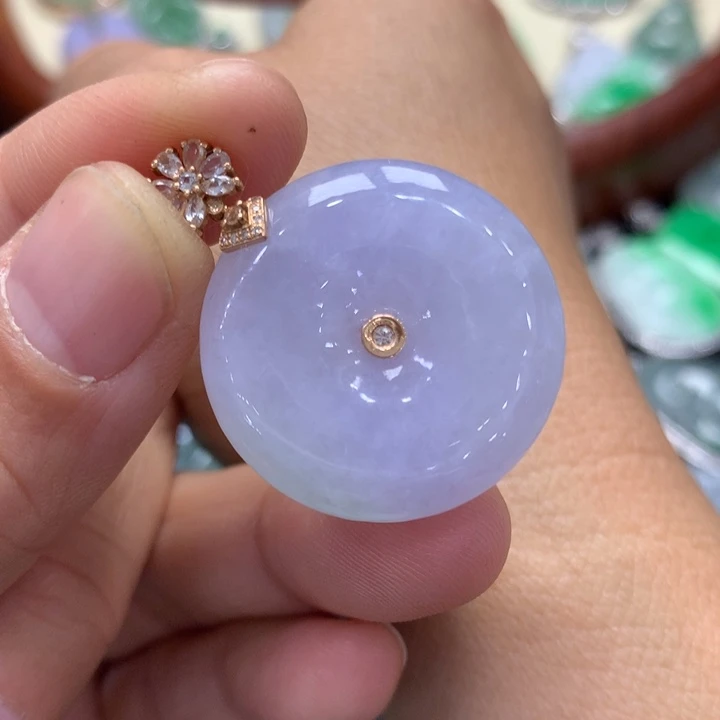 翡翠吊坠(不含链)18K金镶嵌