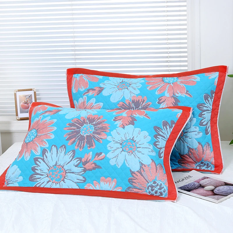 【蓝花枕巾】52*78cm枕巾一对高档柔软透气情侣吸汗枕巾家用