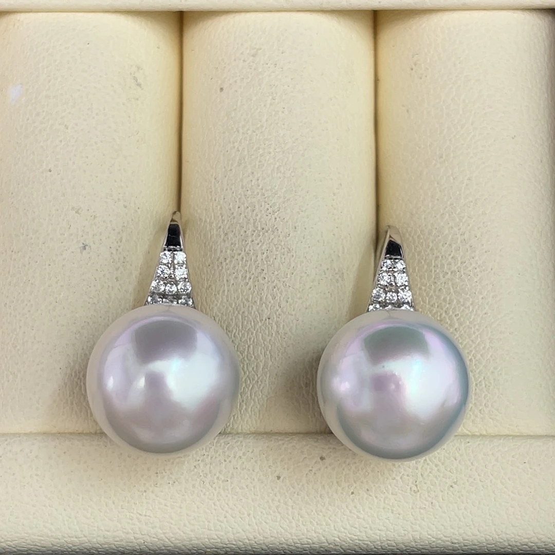 定制海水珍珠未镶嵌裸珠12.7mm冷光澳白