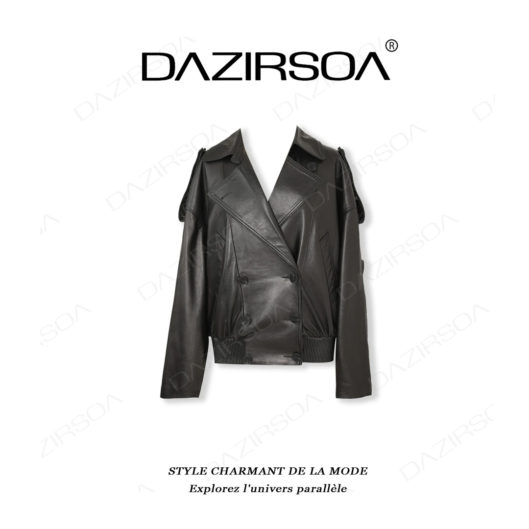 25A/W//“如旷野” 小众设计机车风排扣高级感绵羊皮夹克 U003