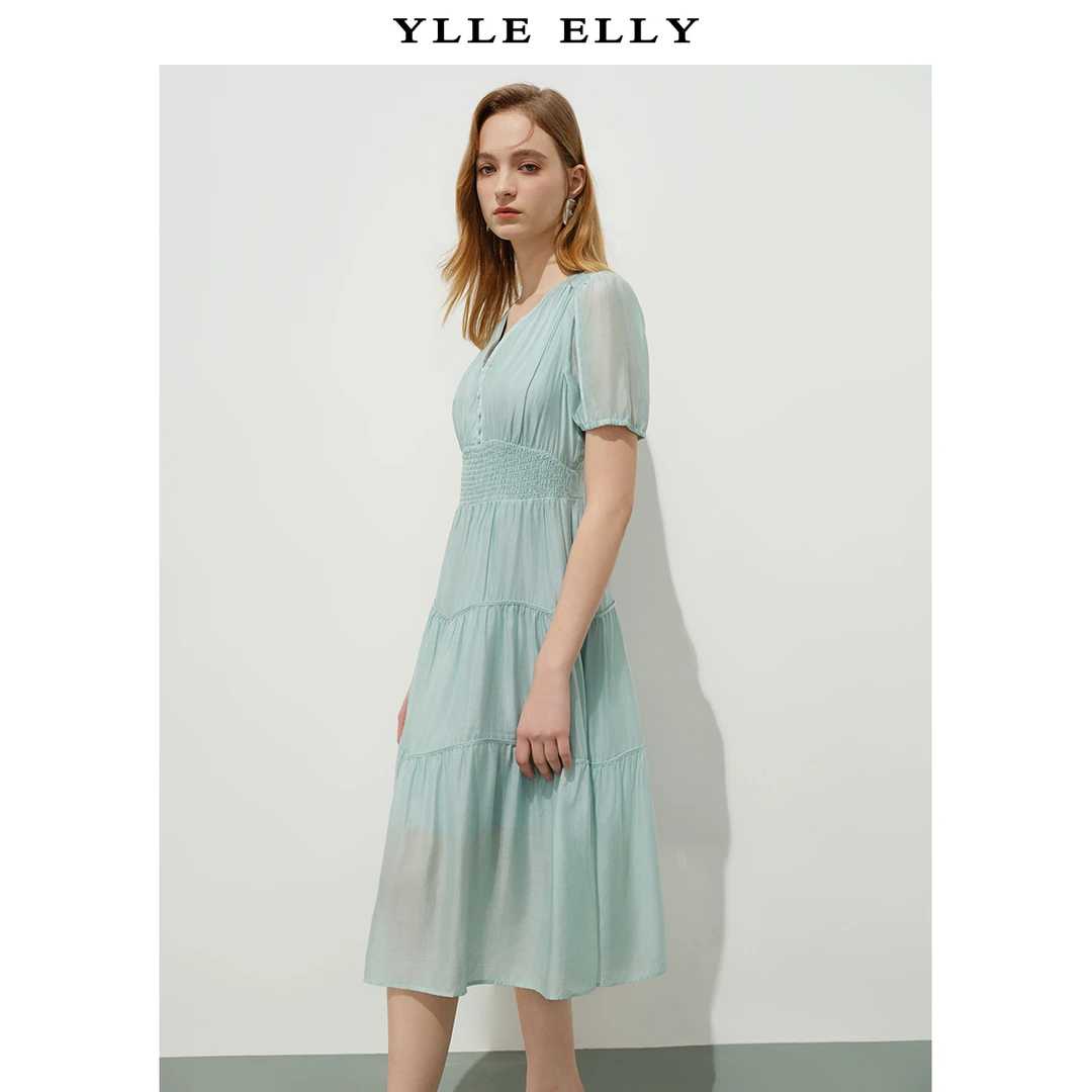 设计款薄荷曼波色清晰连衣裙Y534104449