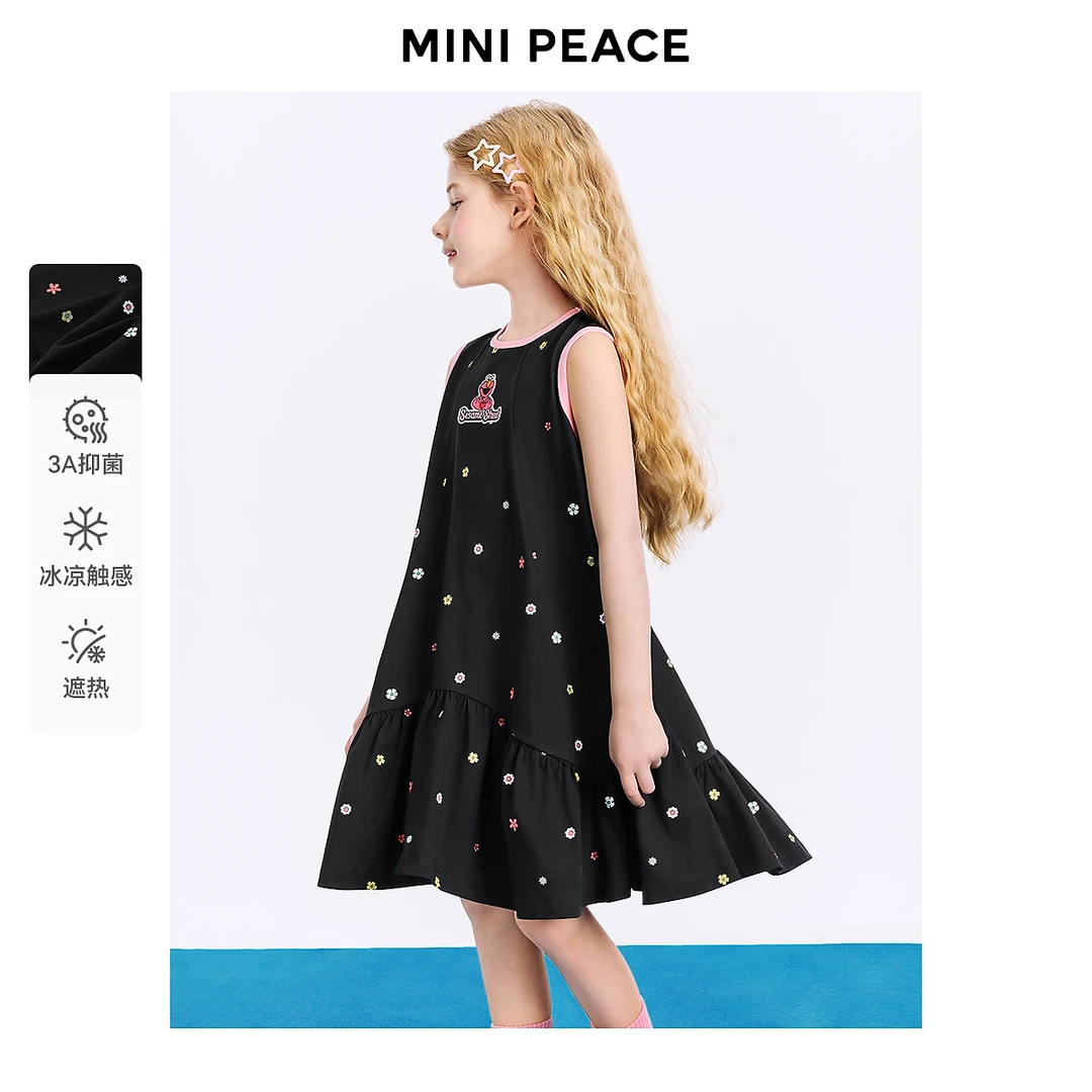MINIPEACE×芝麻街联名太平鸟童装女童裙子连衣裙夏新款凉感遮热