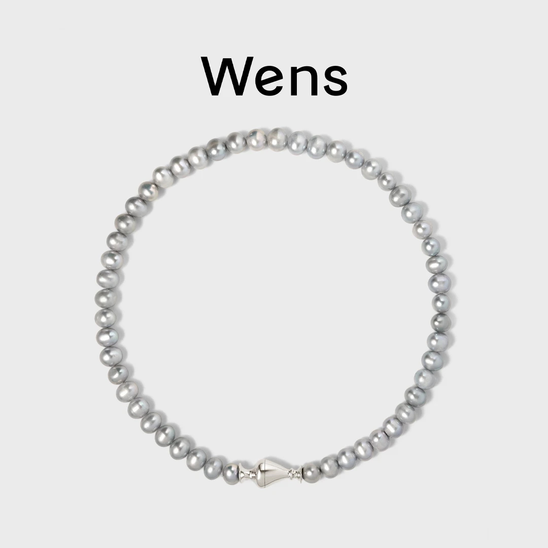 Wens/吻斯 铜合金项链 细颈瓶磁吸扣项链银灰色时尚精致百搭经典