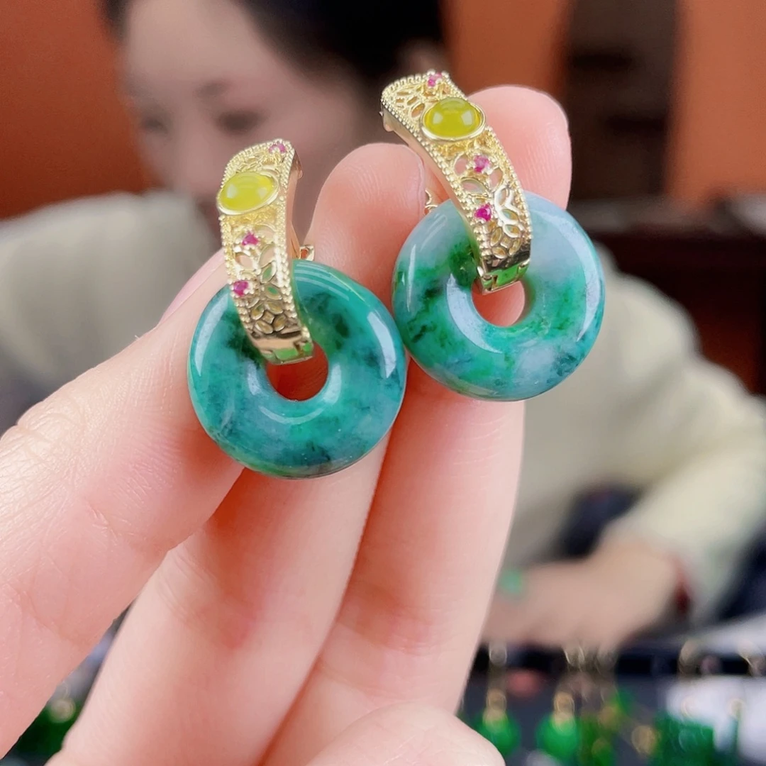 翡翠未镶嵌耳饰饰品