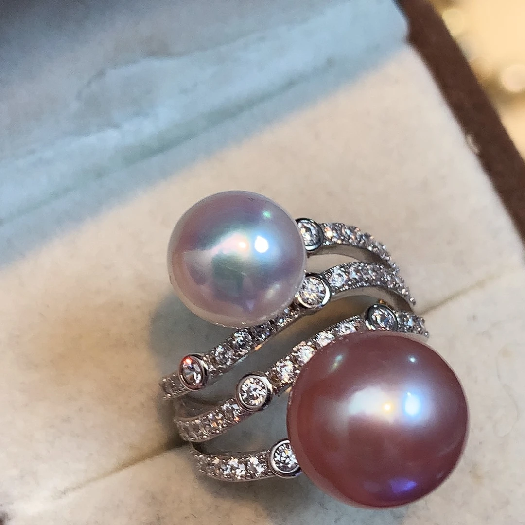 戒指淡水珍珠银S925镶嵌