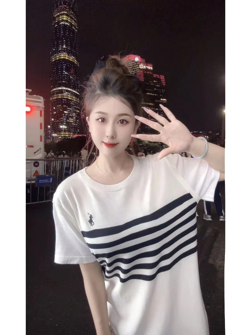 5241短袖假两件宽松慵懒风拼接圆领条纹连衣裙装撞色韩版小个子