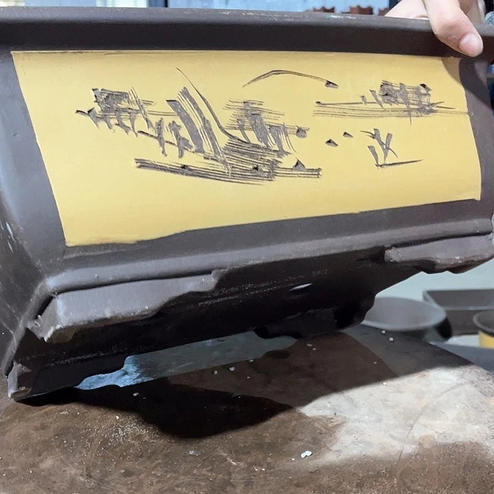 紫砂宜兴紫砂黄色马槽40