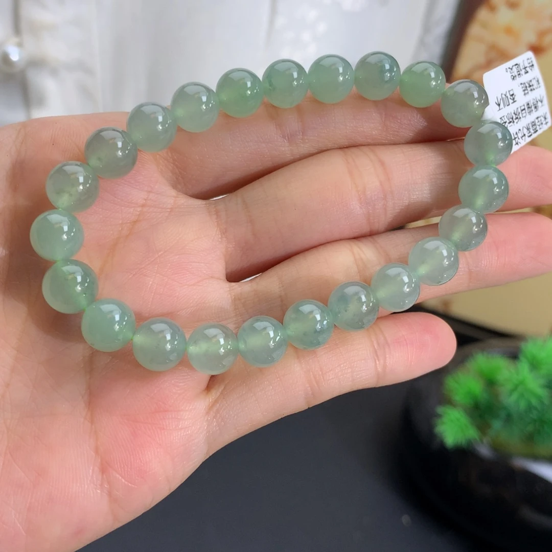 翡翠未镶嵌手串卡8冰胶淡淡晴手串
