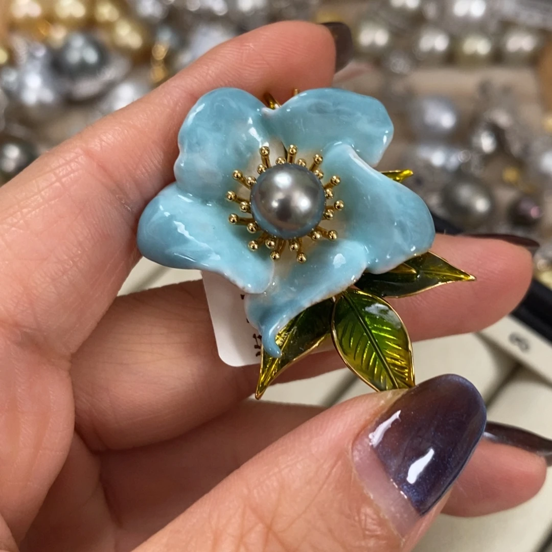 合金海水珍珠胸针