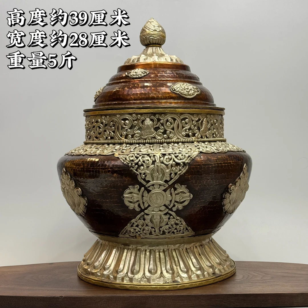 【尼泊尔纯手工藏式糌粑盒摆件】民族风十字降魔杵款民族风藏式摆件